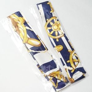 ⤵️⤵️2pc Blue Royal Steel Design Satin Scarves